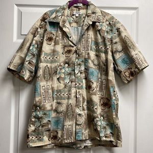 Pierre Cardin Men’s Hawaiian Short Sleeve Cotton Shirt Large